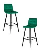 Набор 2 шт Стул барный DOBRIN NICOLE, черные матовые ножки, зелёный велюр (108-64)
