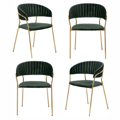 Комплект из 4-х стульев Turin зеленый, золотые ножки