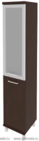 Шкаф высокий узкий правый (1 низкая дверь ЛДСП, 1 средняя дверь стекло в раме) KSU-1.2RR
