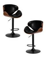 Набор 2 шт Стул барный DOBRIN KARTER BLACK, коричневый орех дерево (BWW), черный PU