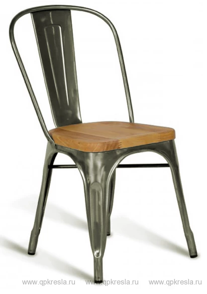 Стул Tolix (Толикс) с деревянным сидением, Черный глянец