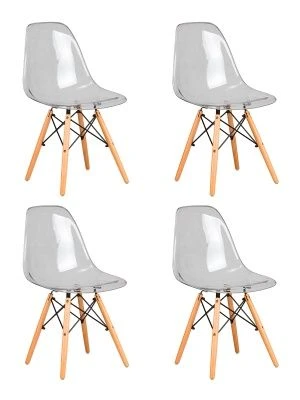 Набор 4 шт Стул обеденный DOBRIN DSW CASPER, ножки светлый бук, цвет прозрачный