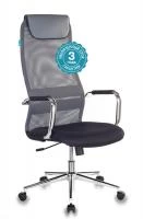 Кресло руководителя Бюрократ KB-9N темно-серый TW-04 TW-12 сетка/ткань с подголов. крестовина металл хром