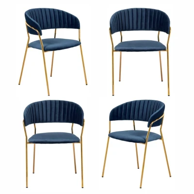 Комплект из 4-х стульев Turin синий, золотые ножки