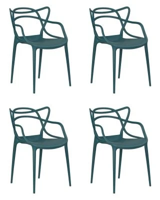 Набор 4 шт Стул обеденный DOBRIN MASTERS, морской волны (G-05)