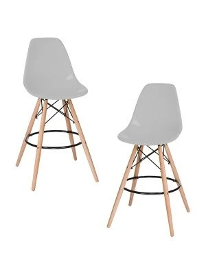 Набор 2 шт Стул барный DOBRIN DSW BAR, ножки светлый бук, цвет сиденья светло-серый (GR-01)