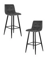 Набор 2 шт Стул барный DOBRIN NICOLE, черные матовые ножки, темно-серый велюр (108-91)