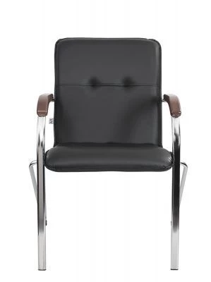 Офисный стул Samba chrome (Самба) хром черный/орех