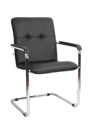 Офисный стул Rumba (Румба) хром (Искусственная кожа Черный)