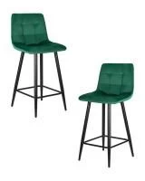 Набор 2 шт Стул полубарный DOBRIN OLIVIA, черные матовые ножки, зелёный велюр (108-64)