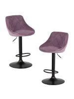 Набор 2 шт Стул барный DOBRIN LOGAN BLACK, пудрово-сиреневый велюр (MJ9-52)