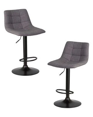 Набор 2 шт Стул барный DOBRIN TAILOR BLACK, серая ткань (188-55)