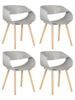 Набор 4 шт Стул обеденный DOBRIN ALIEN, ножки светлый бук, цвет светло-серый (GR-01)