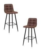 Набор 2 шт Стул барный DOBRIN NICOLE, черные матовые ножки, коричневая микрофибра (PK-03)