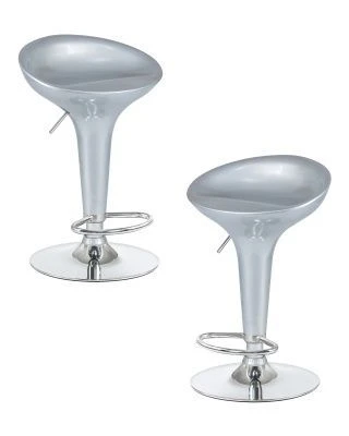 Набор 2 шт Стул барный DOBRIN BOMBA, серебряный металлик