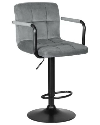 Стул барный DOBRIN KRUGER ARM BLACK, серый велюр (MJ9-75)