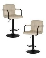 Набор 2 шт Стул барный DOBRIN KRUGER ARM BLACK, бежевый вельвет (LAR-E2041-04)