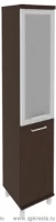 Шкаф высокий узкий левый (1 низкая дверь ЛДСП, 1 средняя дверь стекло в раме) KSU-1.2R(L)