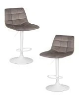 Набор 2 шт Стул барный DOBRIN TAILOR WHITE, серый велюр (MJ9-75)