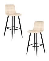Набор 2 шт Стул барный DOBRIN NICOLE, черные матовые ножки, кремовый велюр (108-113)