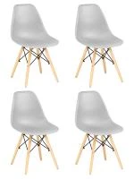 Набор 4 шт Стул обеденный DOBRIN DSW, ножки светлый бук, цвет светло-серый (GR-01)