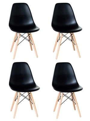 Набор 4 шт Стул обеденный DOBRIN DSW, ножки светлый бук, цвет чёрный (B-03)