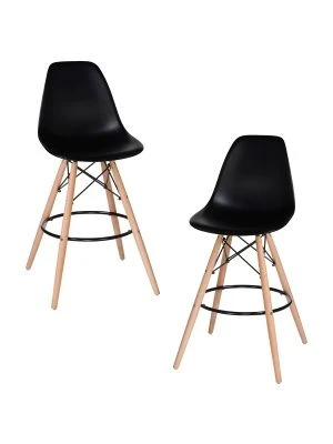 Набор 2 шт Стул барный DOBRIN DSW BAR, ножки светлый бук, цвет сиденья чёрный (B-03)