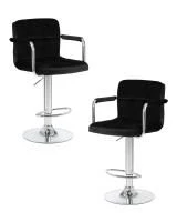 Набор 2 шт Стул барный DOBRIN KRUGER ARM, черный велюр (MJ9-101)