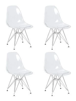 Набор 4 шт Стул обеденный DOBRIN DSR CASPER, ножки хром, цвет прозрачный