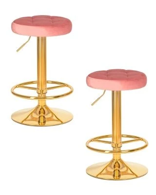 Набор 2 шт Табурет барный DOBRIN BRUNO GOLD, пудрово-розовый велюр (MJ9-32)