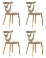 Набор 4 шт Стул обеденный DOBRIN THEO, ножки светлый бук, цвет бежевый (GR-03)