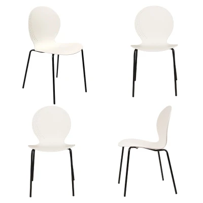 Комплект из 4-х стульев Wave белый с черными ножками