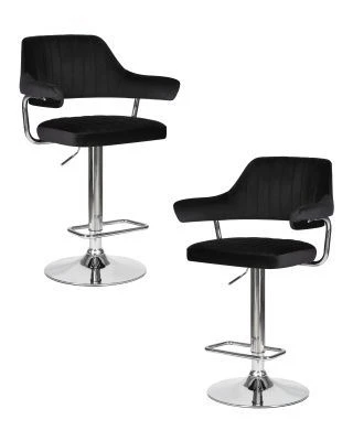 Набор 2 шт Стул барный DOBRIN CHARLY, черный велюр (MJ9-101)