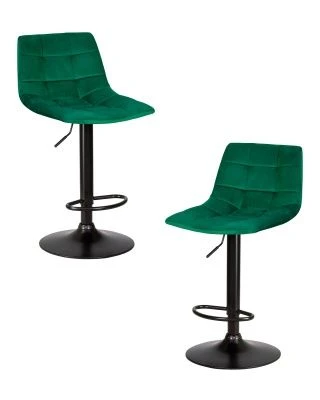 Набор 2 шт Стул барный DOBRIN TAILOR BLACK, зеленый велюр (MJ9-88)