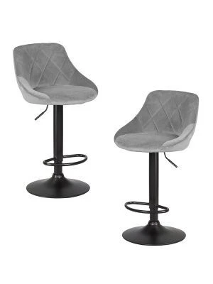 Набор 2 шт Стул барный DOBRIN LOGAN BLACK, серый велюр (MJ9-75)