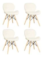 Набор 4 шт Стул обеденный DOBRIN BUTTERFLY, ножки светлый бук, цвет сиденья кремовый