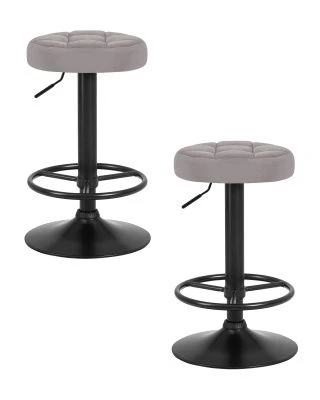 Набор 2 шт Табурет барный DOBRIN BRUNO BLACK, серый велюр (MJ9-75)