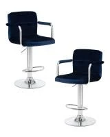 Набор 2 шт Стул барный DOBRIN KRUGER ARM, синий велюр (MJ9-117)