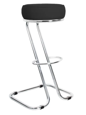 Барный стул Zeta Chrome (Зета) хром  V - Искусственная кожа  Черный