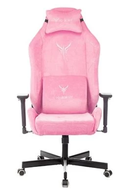 Кресло игровое Knight N1 Fabric розовый Velvet 36 с подголов. крестов. металл