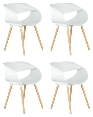 Набор 4 шт Стул обеденный DOBRIN ALIEN, ножки светлый бук, цвет белый (W-02)