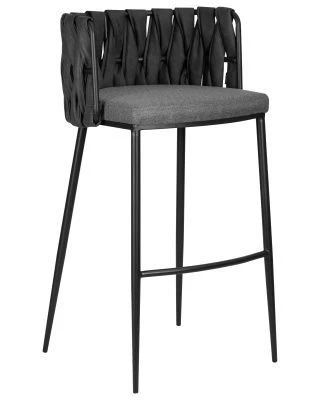 Стул барный DOBRIN AMELIA, серая ткань (F-48), темно-серый винтажный PU (MF-12)