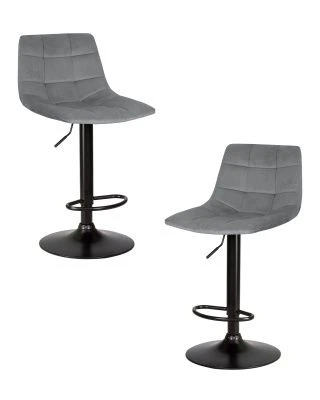 Набор 2 шт Стул барный DOBRIN TAILOR BLACK, серый велюр (MJ9-75)