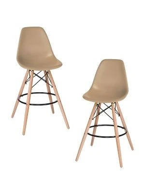 Набор 2 шт Стул барный DOBRIN DSW BAR, ножки светлый бук, цвет сиденья бежевый (GR-03)