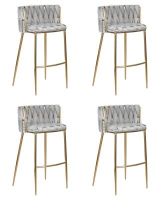 Набор 4 шт Стул барный DOBRIN EMMA GOLD, светло-серый велюр (135-37)