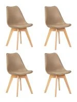Набор 4 шт Стул обеденный DOBRIN JERRY SOFT, ножки светлый бук, цвет сиденья бежевый (GR-03)