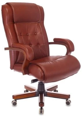 Кресло руководителя Бюрократ T-9926WALNUT светло-коричневый Leather Eichel кожа крестовина металл/дерево