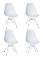 Набор 4 шт Стул обеденный DOBRIN DSR, ножки хром, цвет белый (W-02)