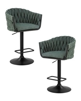 Набор 2 шт Стул барный DOBRIN LEON, зеленая ткань (LAR 275-23)