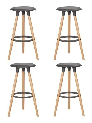 Набор 4 шт Табурет барный DOBRIN ROYCE, ножки светлый бук, цвет темно-серый (GR-04)